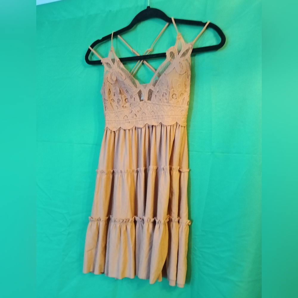 Zenana Outfitters Tan Lace Dress